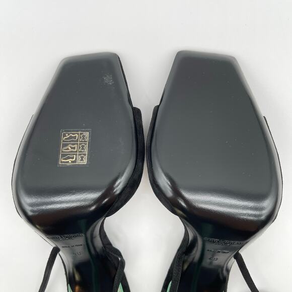 SAINT LAURENT | Vitti Sandal in Nero & Hope Green Black Suede 40 / 10 - Picture 11 of 13